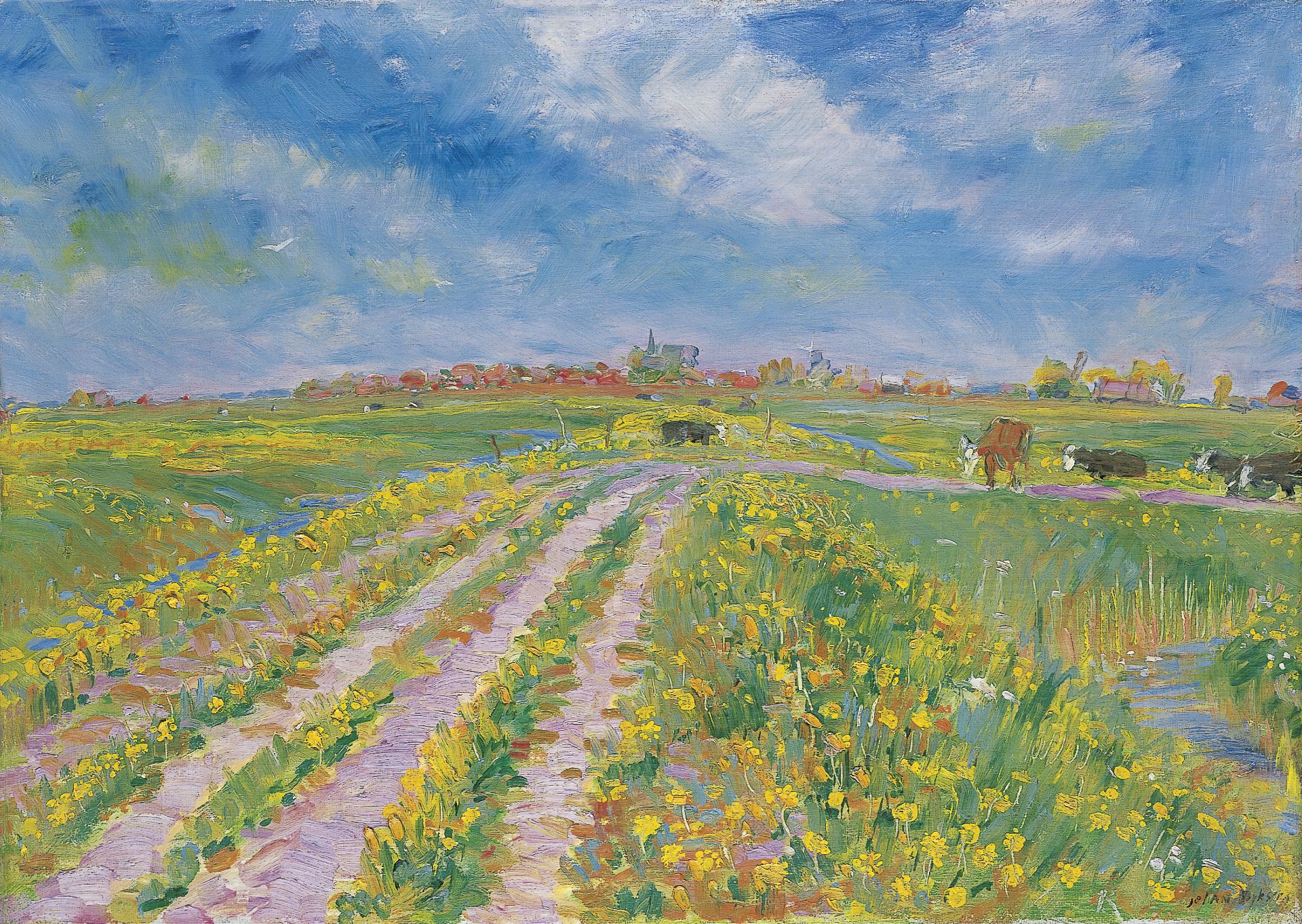 Dijkstra J. Johannes 'Johan' Dijkstra, Gezicht op Niehove, olieverf