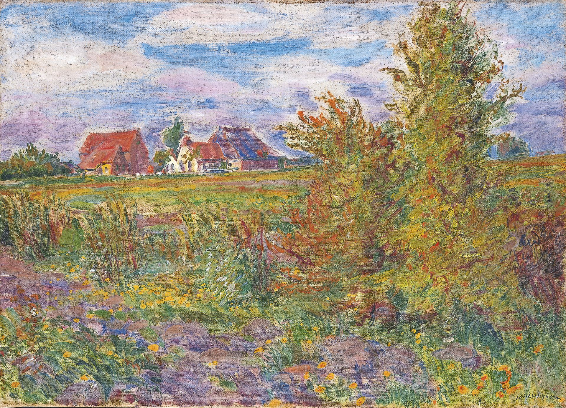 Dijkstra J. Johannes 'Johan' Dijkstra, Gronings landschap, olieverf