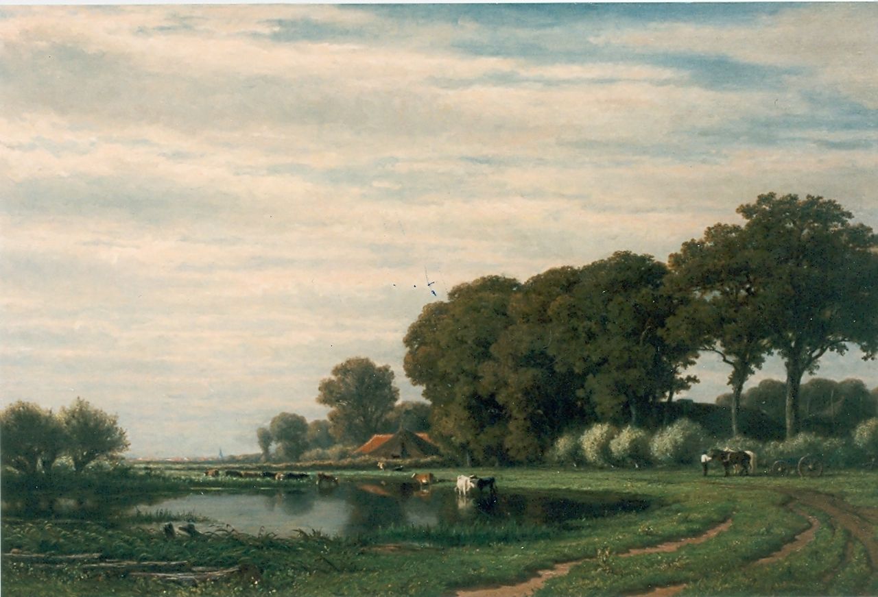 Everdingen A. van | Adrianus van Everdingen, Panoramisch weidelandschap, olieverf op doek 76,7 x 115,0 cm, gesigneerd linksonder en gedateerd 1865