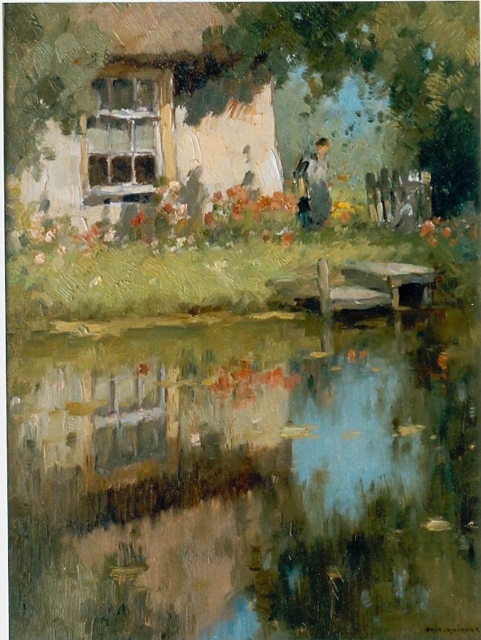 Knikker A.  | Aris Knikker, Huisje aan het water, olieverf op doek 38,5 x 28,3 cm, gesigneerd rechtsonder