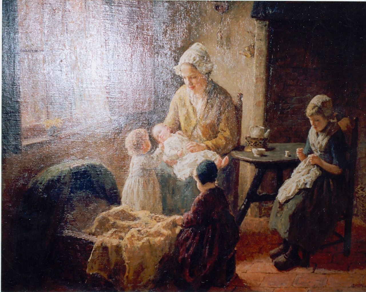 Pothast B.J.C.  | 'Bernard' Jean Corneille Pothast, Huiselijk familie tafereel, olieverf op doek 80,0 x 100,0 cm, gesigneerd rechtsonder