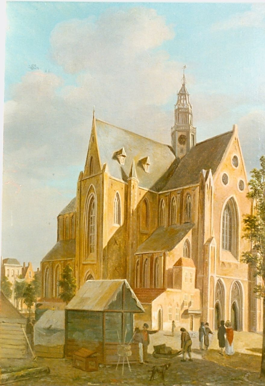Hove B.J. van | Bartholomeus Johannes 'Bart' van Hove, St. Bavokerk in Haarlem, olieverf op paneel 29,1 x 22,7 cm