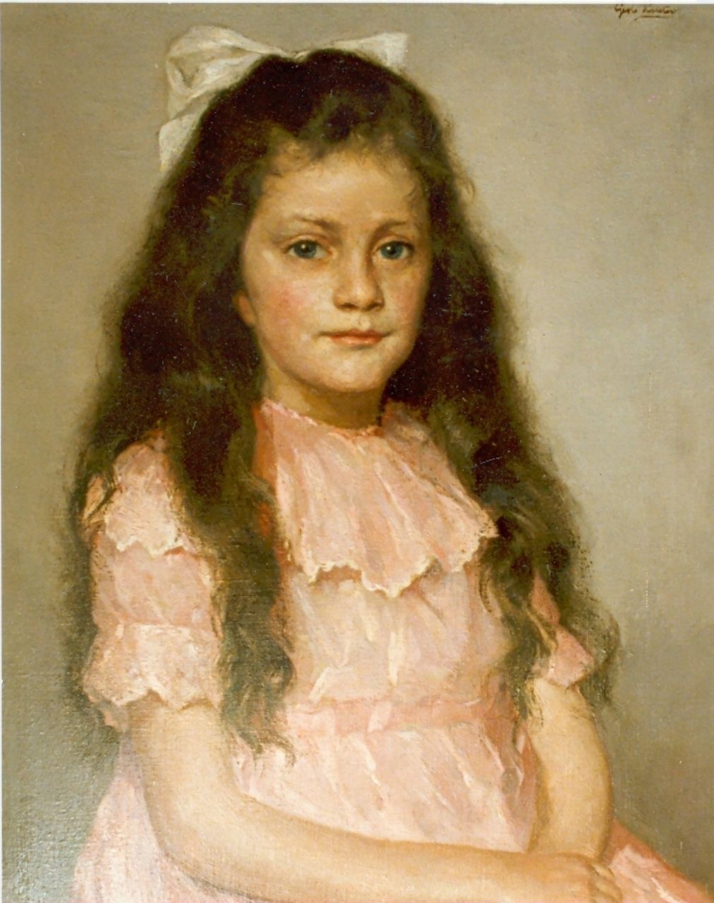 Rueter W.C.G.  | Wilhelm Christian 'Georg' Rueter, Portret van een jong meisje, olieverf op doek 60,3 x 50,2 cm, gesigneerd rechtsboven