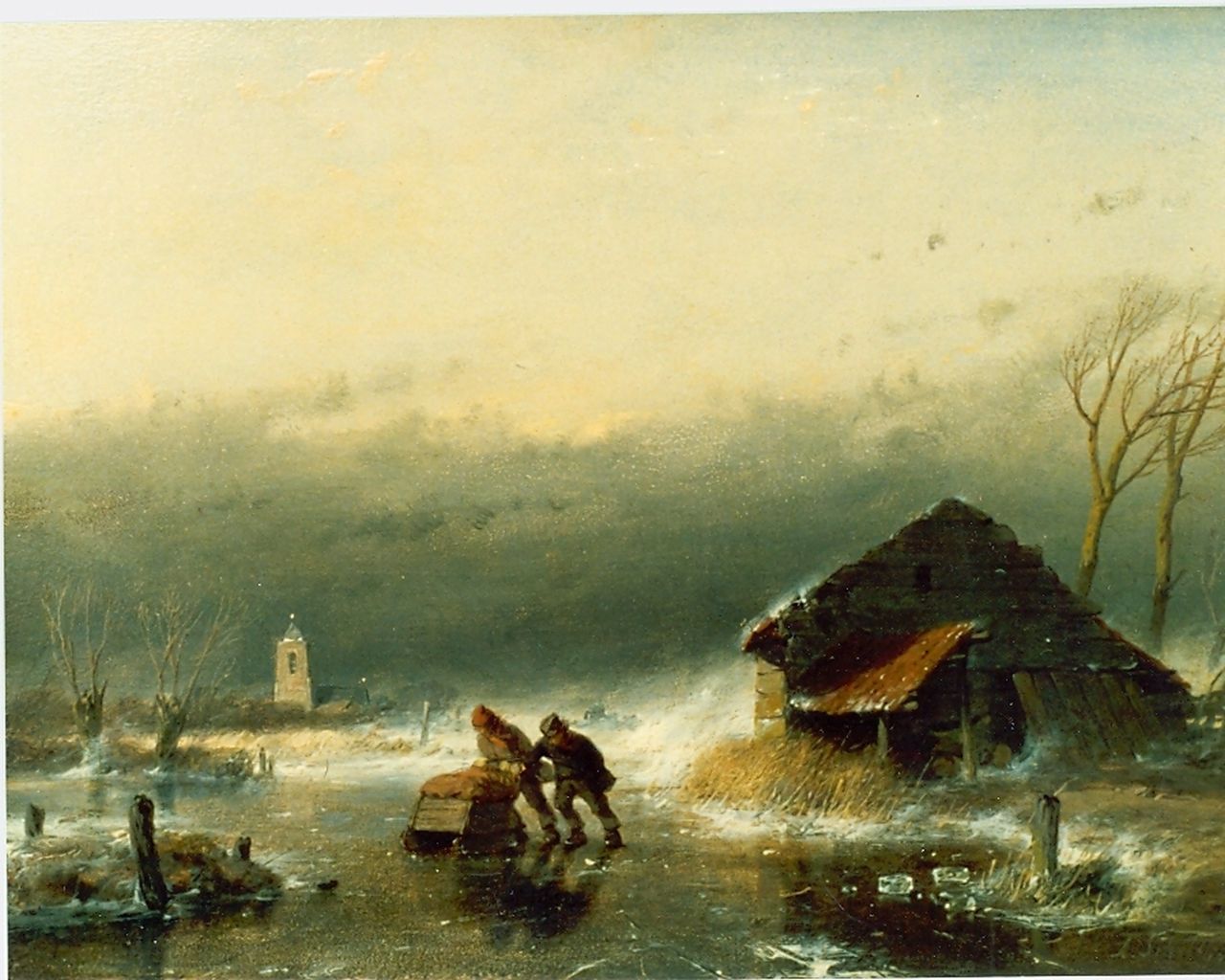 Schelfhout A.  | Andreas Schelfhout, Wintergezicht, olieverf op paneel 17,8 x 23,5 cm, gesigneerd rechtsonder