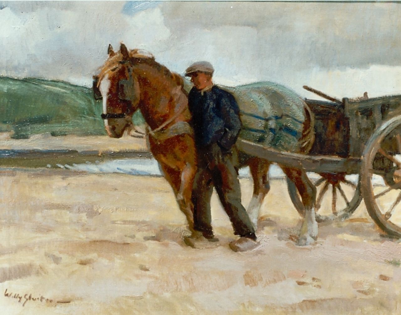 Sluiter J.W.  | Jan Willem 'Willy' Sluiter, Schelpenvisser in de duinen, olieverf op doek 65,0 x 80,5 cm, gesigneerd linksonder