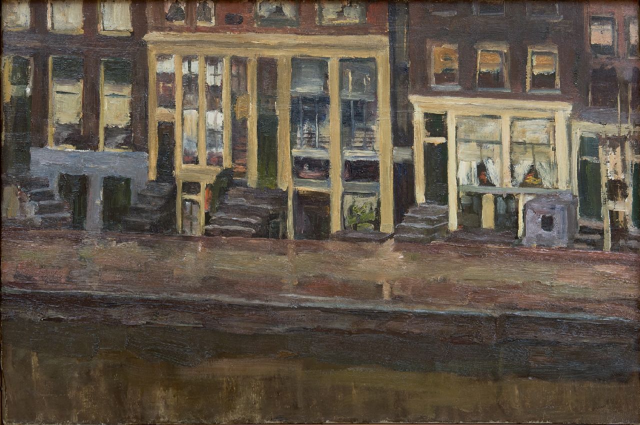 Fritzlin M.C.L.  | Maria Charlotta 'Louise' Fritzlin, Oude huizen aan de Appelmarkt, Amsterdam, olieverf op doek 40,6 x 60,5 cm, te dateren ca. 1890-1895