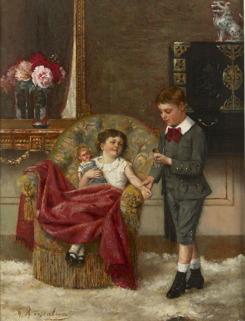 Roosenboom A.  | Albert Roosenboom, De jonge dokter, olieverf op doek 34,0 x 25,7 cm, gesigneerd linksonder en verso gedateerd 1887
