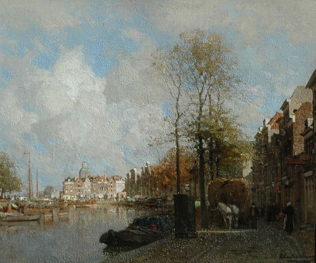 Klinkenberg J.C.K.  | Johannes Christiaan Karel Klinkenberg, Gezicht op het Galgewater in Leiden, olieverf op doek 39,1 x 47,2 cm, gesigneerd rechtsonder