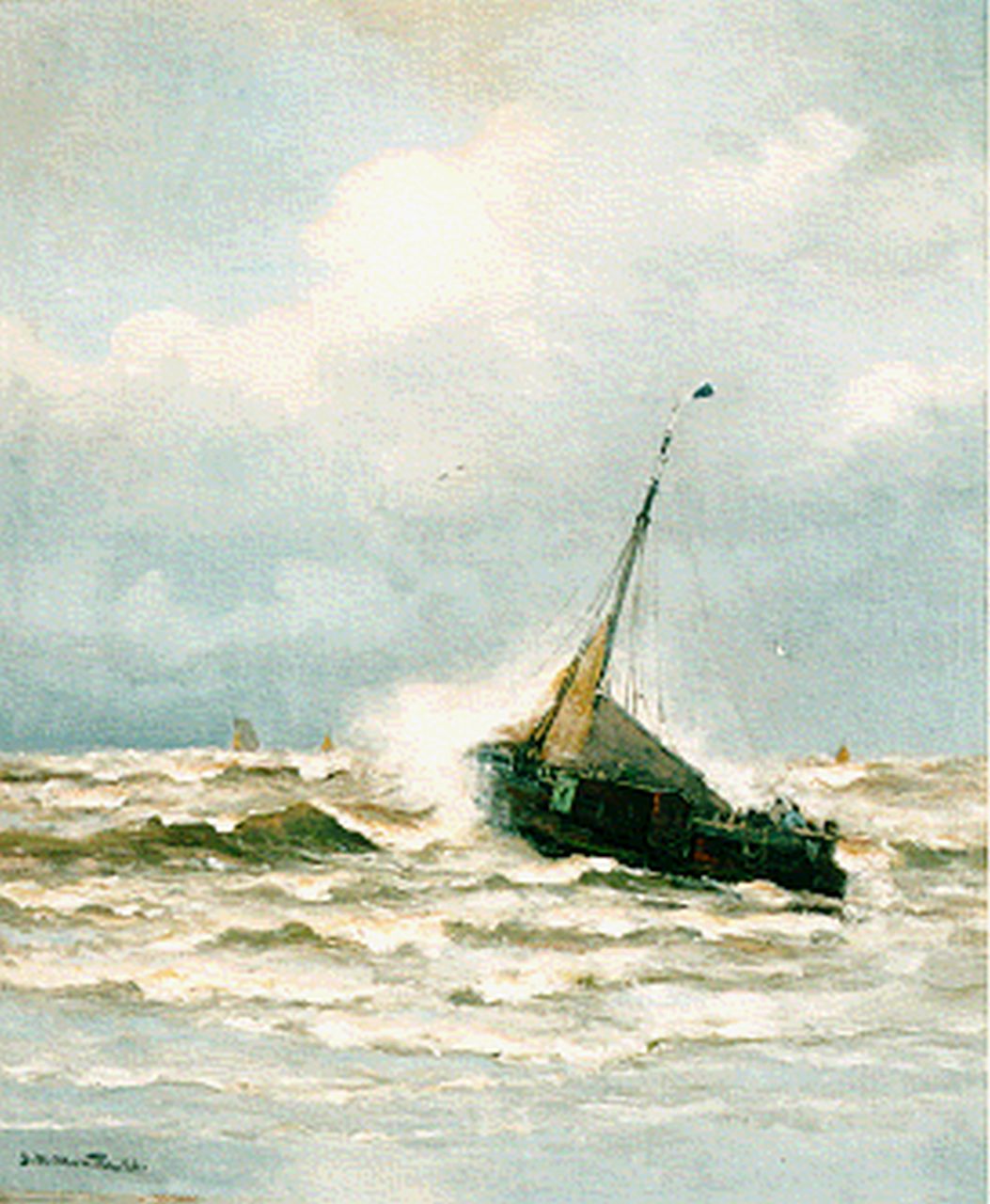 Munthe G.A.L.  | Gerhard Arij Ludwig 'Morgenstjerne' Munthe, Vissersboot in de branding, olieverf op doek 75,6 x 63,5 cm, gesigneerd linksonder en gedateerd '26