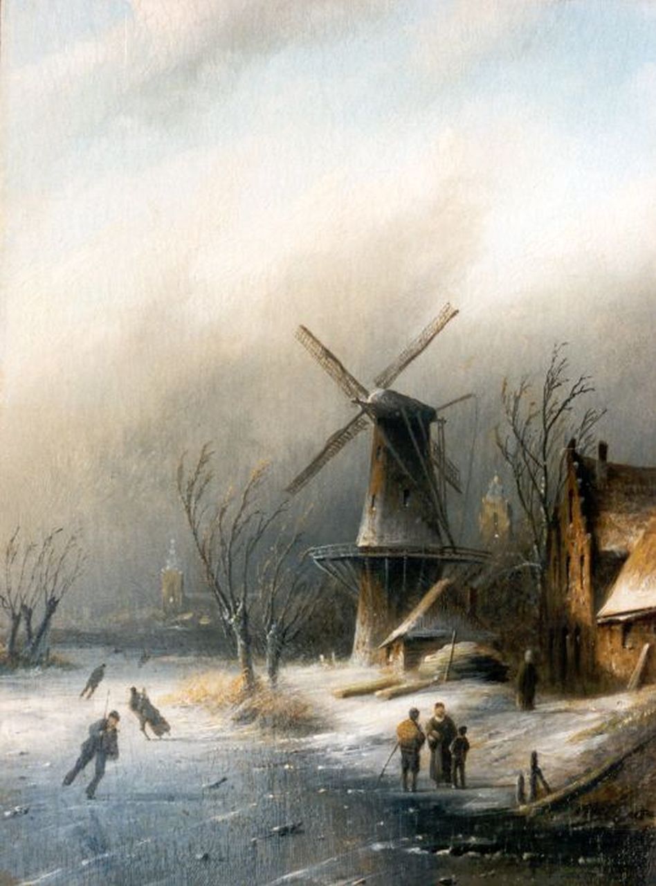 Spohler J.J.C.  | Jacob Jan Coenraad Spohler, Hollandse winter, olieverf op paneel 21,5 x 15,8 cm, gesigneerd rechtsonder