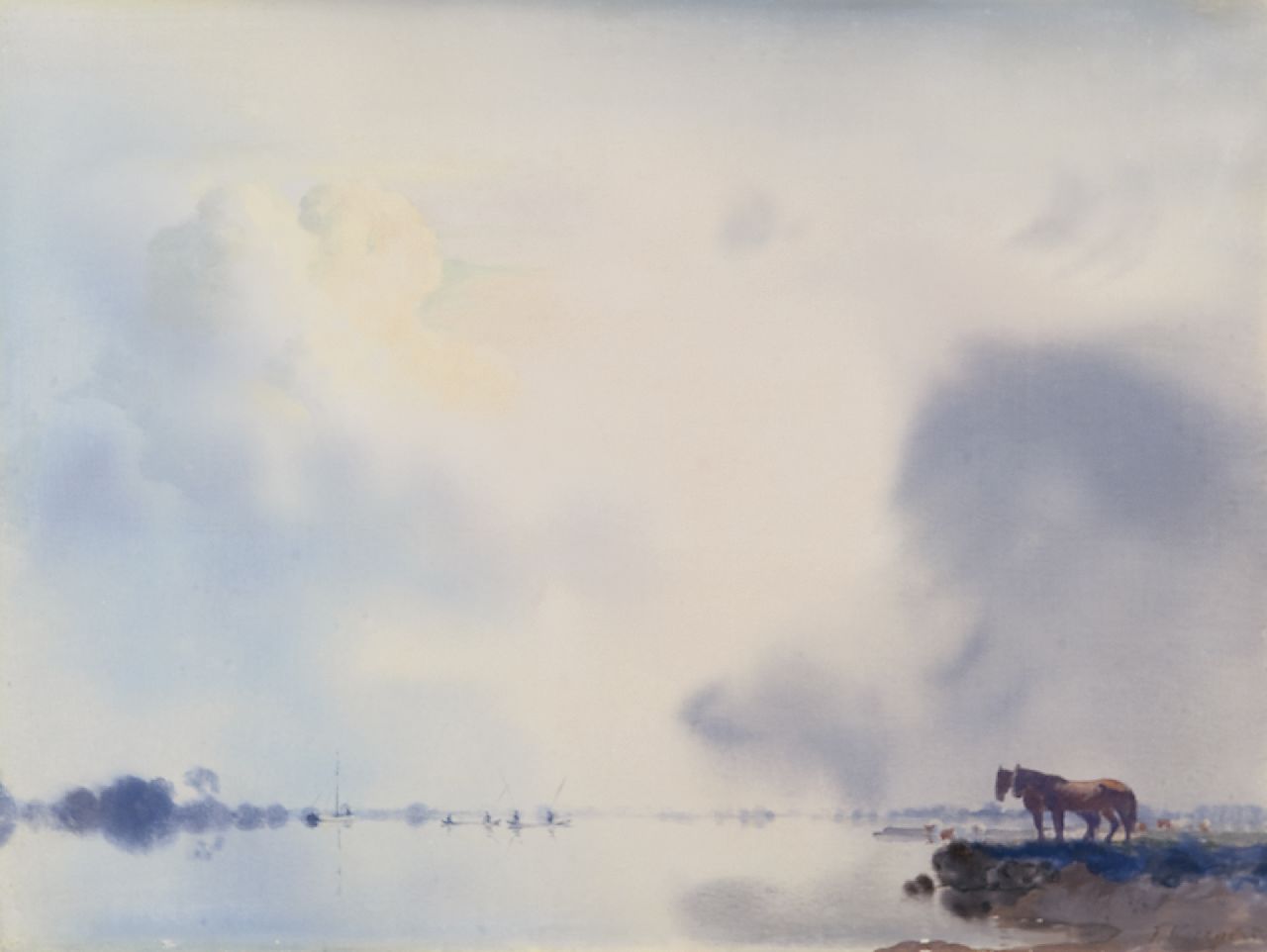 Voerman sr. J.  | Jan Voerman sr., Gezicht op de IJssel bij Hattem, olieverf op paneel 34,9 x 47,0 cm, gesigneerd rechtsonder