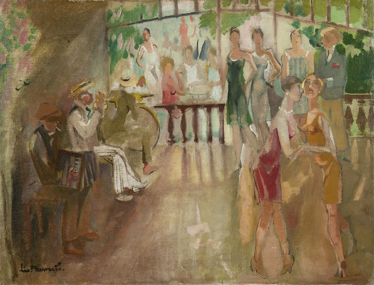 Bervoets L.  | Leo Bervoets | Schilderijen te koop aangeboden | Dancing, olieverf op doek 52,1 x 68,0 cm, gesigneerd linksonder
