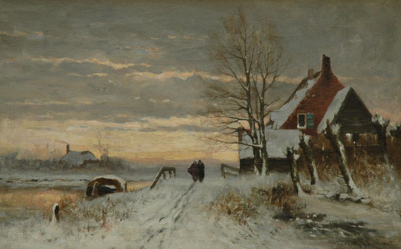 Gerardus Johannes Roermeester | Winterse avondstemming, olieverf op doek, 44,0 x 66,4 cm, gesigneerd r.o.