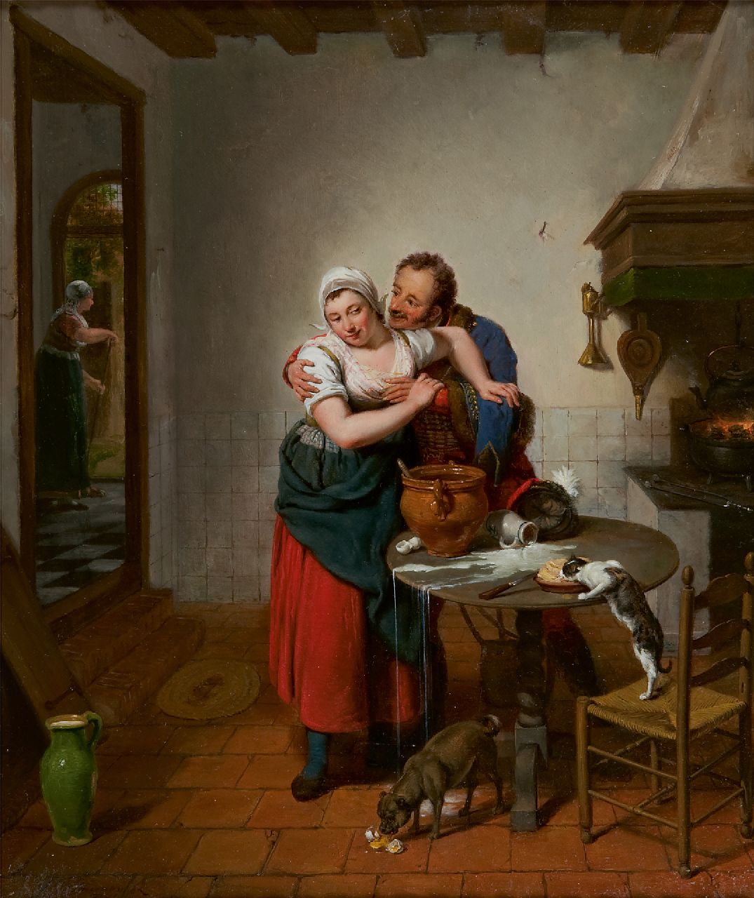 Pieneman J.W.  | Jan Willem Pieneman | Schilderijen te koop aangeboden | De vurige vrijer, olieverf op paneel 38,8 x 32,3 cm, gesigneerd linksonder en gedateerd 1814