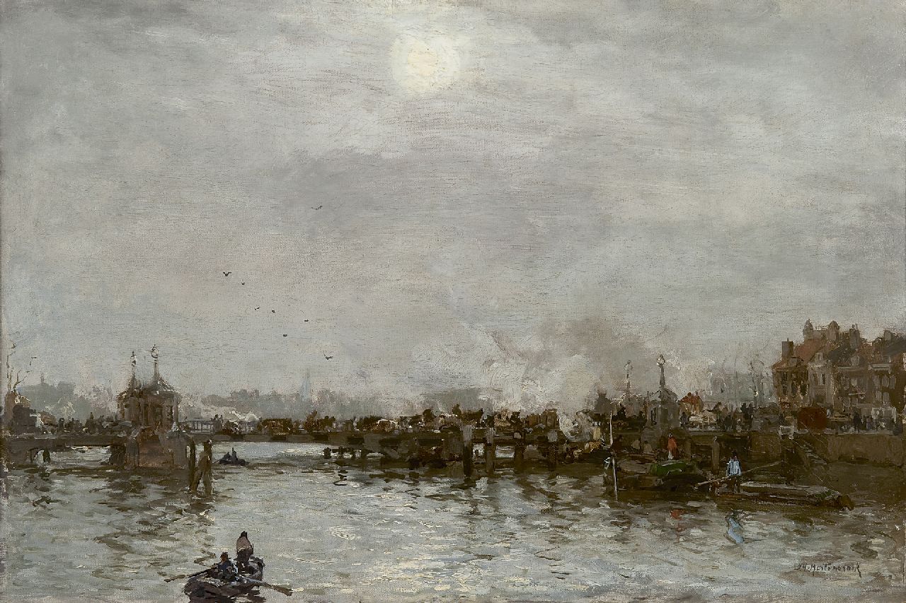 Mastenbroek J.H. van | Johan Hendrik van Mastenbroek, De Vierleeuwenbrug bij de Oude Haven, Rotterdam, olieverf op doek 41,2 x 60,8 cm, gesigneerd rechtsonder