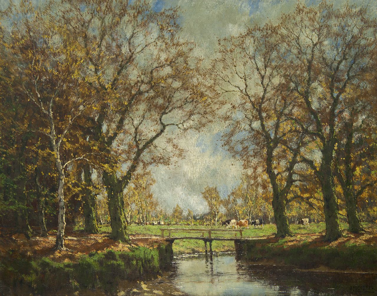 Gorter A.M.  | 'Arnold' Marc Gorter | Schilderijen te koop aangeboden | Landschap met beek en koeien, olieverf op doek 62,3 x 79,1 cm, gesigneerd rechtsonder
