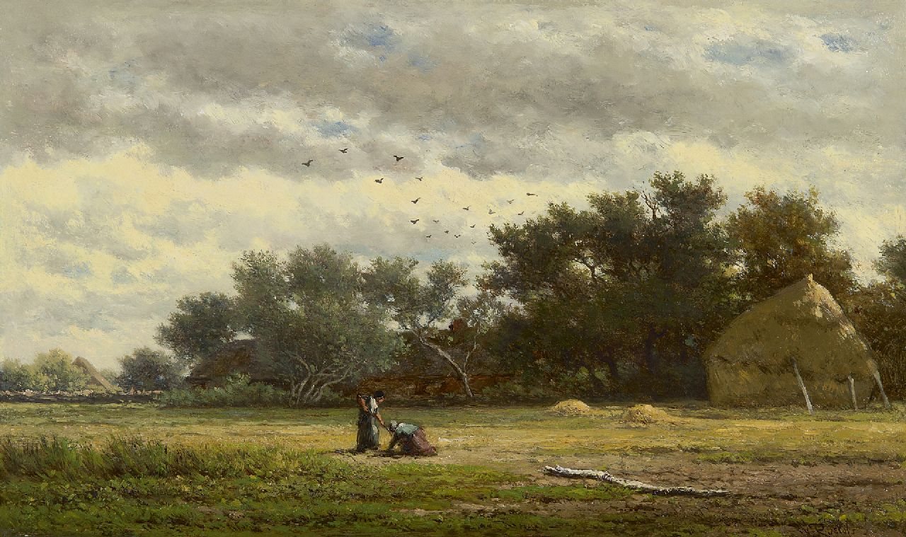 Roelofs W.  | Willem Roelofs | Schilderijen te koop aangeboden | Achter de boerderij, olieverf op paneel 22,1 x 37,7 cm, gesigneerd rechtsonder en te dateren ca. 1855-1860