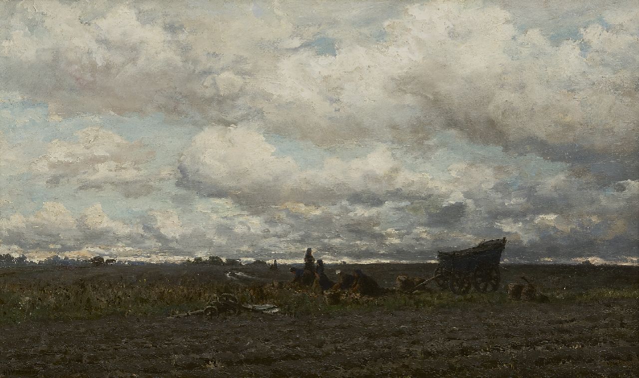 Mesdag H.W.  | Hendrik Willem Mesdag, Aardappeloogst, Drenthe, olieverf op doek 48,3 x 78,3 cm, gesigneerd linksonder