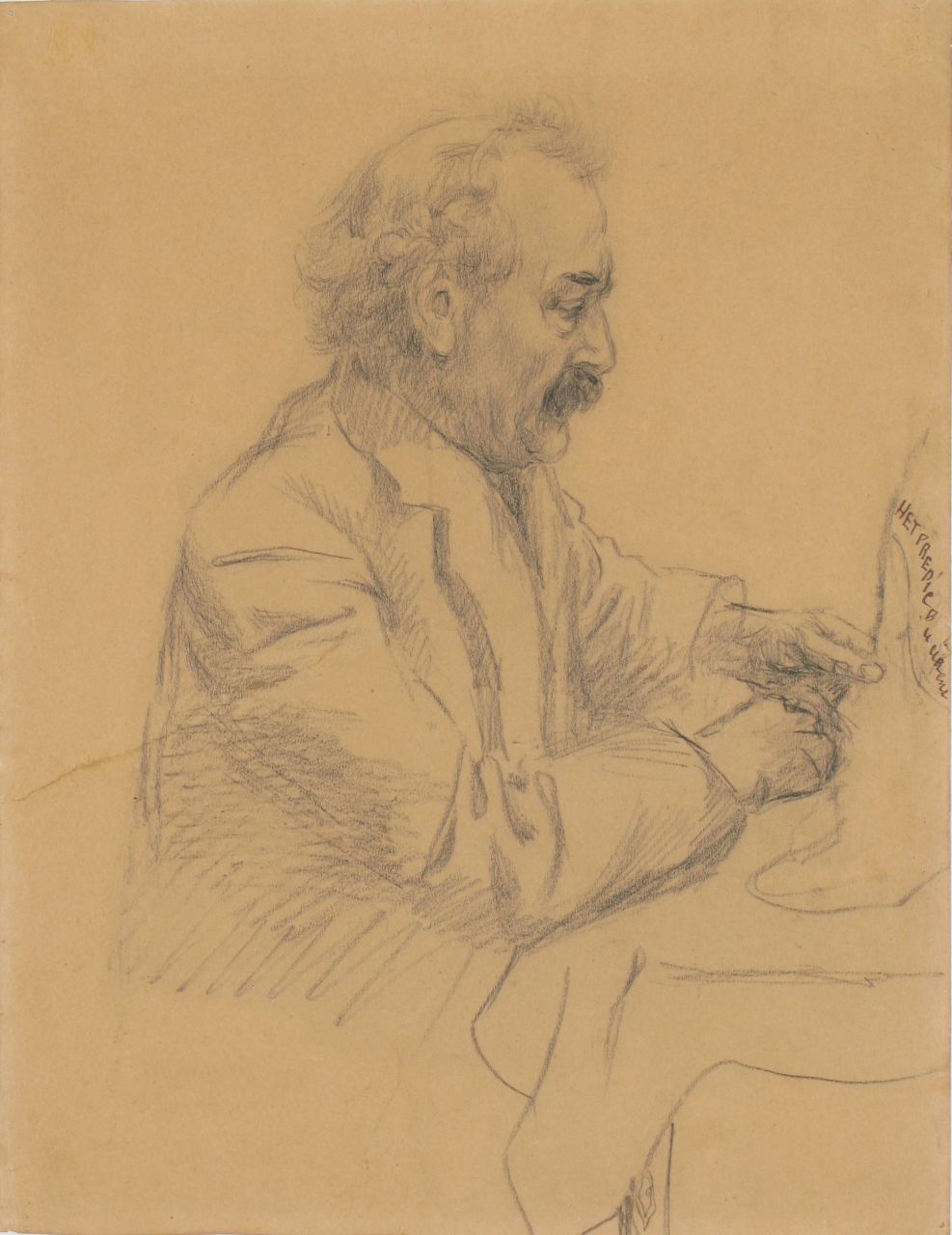 Bendien J.  | Jacob Bendien, Portret van opa Bendien, tekening op papier 33,0 x 25,5 cm