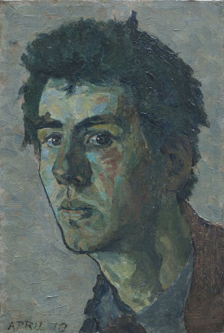 Bendien J.  | Jacob Bendien, Zelfportret, olieverf op paneel 35,5 x 23,5 cm