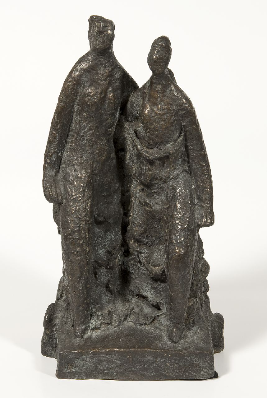 Eyck Ch.H.  | 'Charles' Hubert Eyck, Twee figuren, brons 33,0 x 18,0 cm, gesigneerd op basis en gedateerd 1962