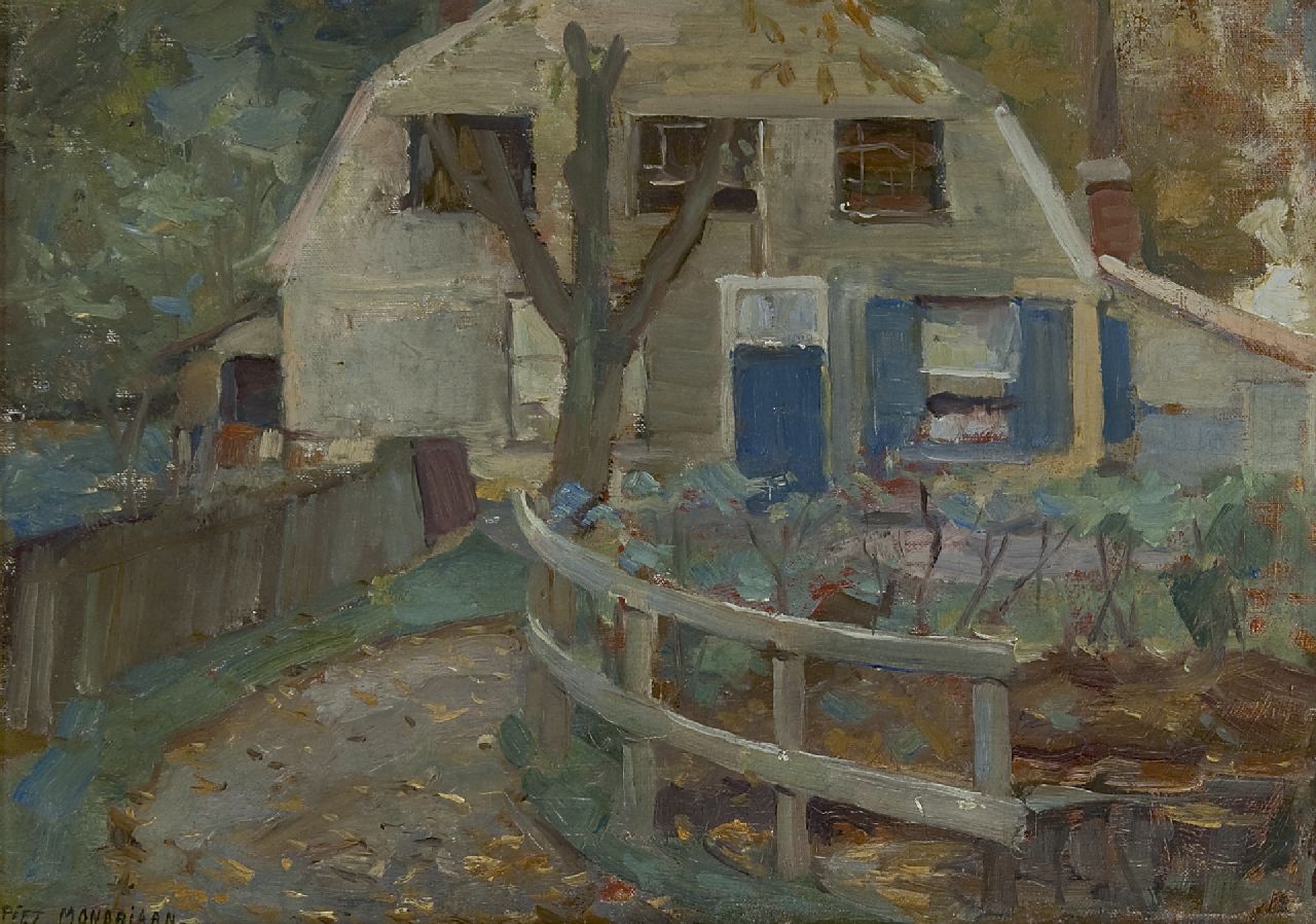 Mondriaan P.C.  | Pieter Cornelis 'Piet' Mondriaan, Boerenhuisje met mansardedak, olieverf op doek 32,7 x 46,2 cm, gesigneerd linksonder en te dateren ca. 1905-1907