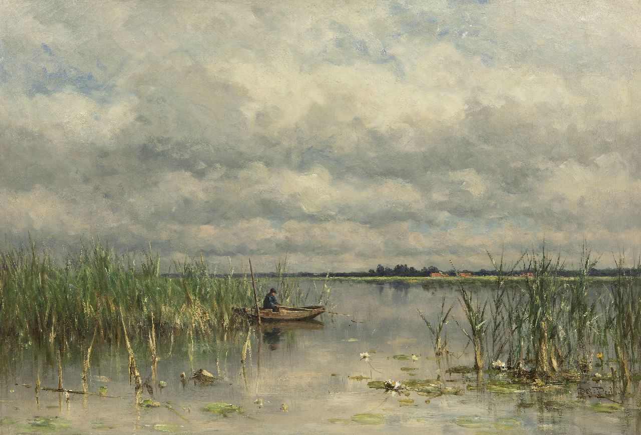 Roelofs W.  | Willem Roelofs, Visser op het water bij Noorden, olieverf op doek 68,3 x 100,2 cm, gesigneerd rechtsonder  gereserveerd en te dateren ca. 1880-1888