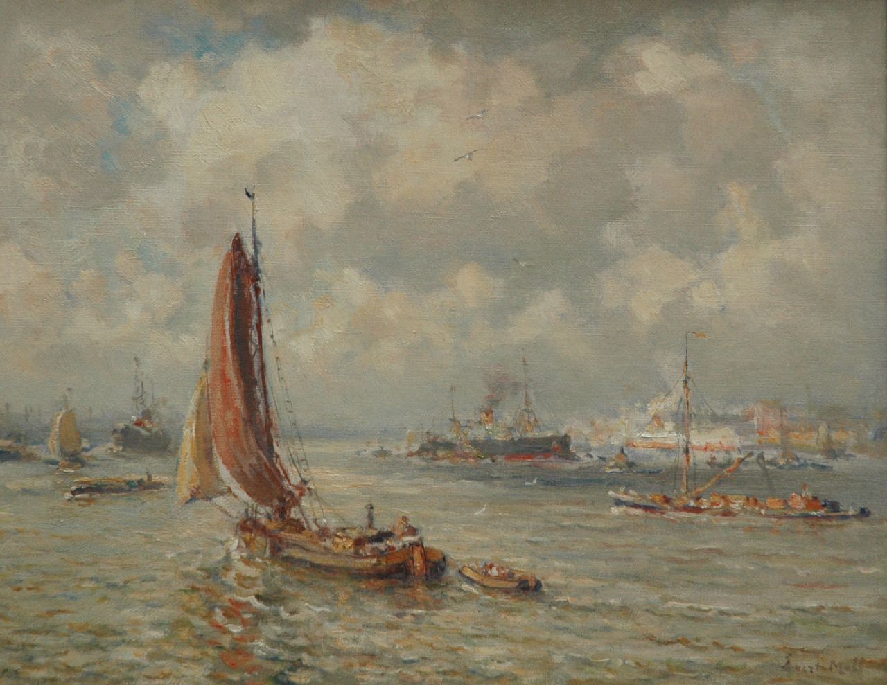 Moll E.  | Evert Moll | Schilderijen te koop aangeboden | De haven van Rotterdam, olieverf op doek 40,3 x 50,0 cm, gesigneerd rechtsonder en zonder lijst