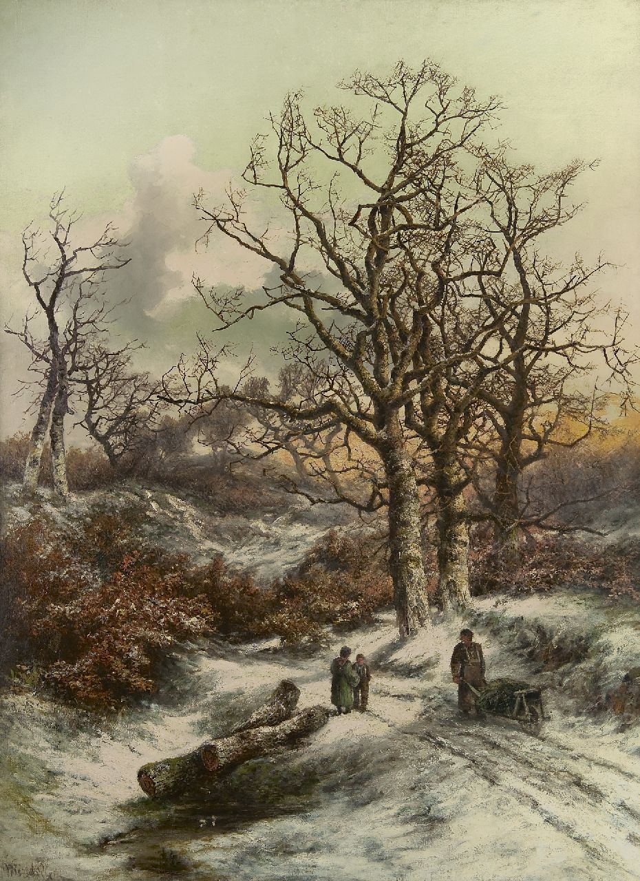 Marius Christiaan Middelbeek | Winters bosgezicht, olieverf op doek, 129,9 x 95,3 cm, gesigneerd l.o.