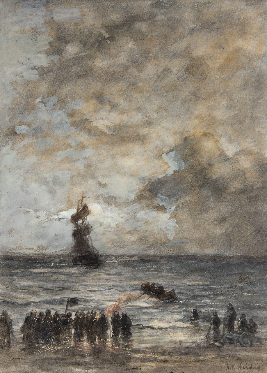 Mesdag H.W.  | Hendrik Willem Mesdag, Na de storm, aquarel op papier 51,5 x 37,3 cm, gesigneerd rechtsonder