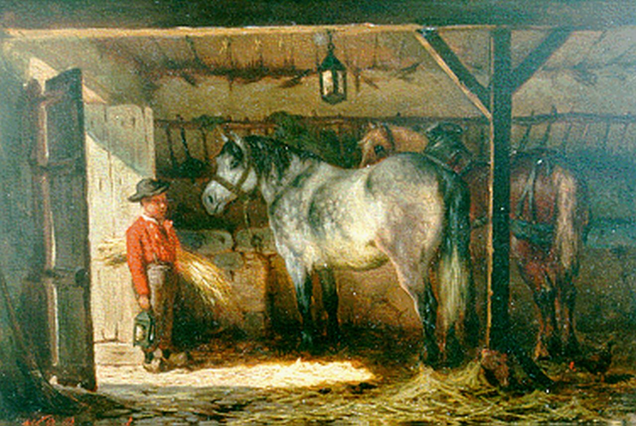 Boogaard W.J.  | Willem Johan Boogaard, Stalinterieur, olieverf op paneel 16,8 x 25,3 cm, gesigneerd linksonder