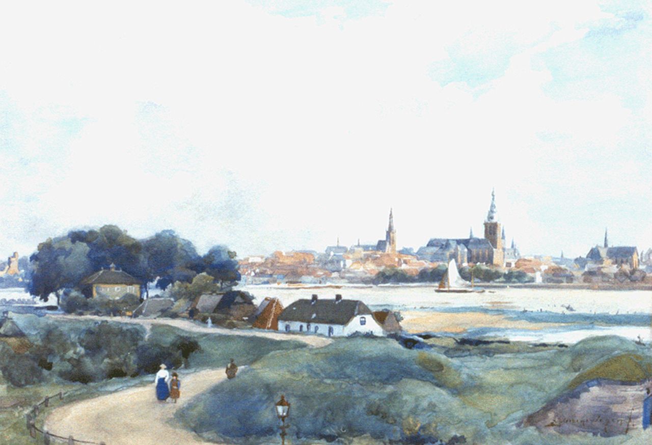 Groenewegen A.J.  | Adrianus Johannes Groenewegen, Gezicht op Nijmegen, aquarel op papier 26,3 x 37,2 cm, gesigneerd rechtsonder