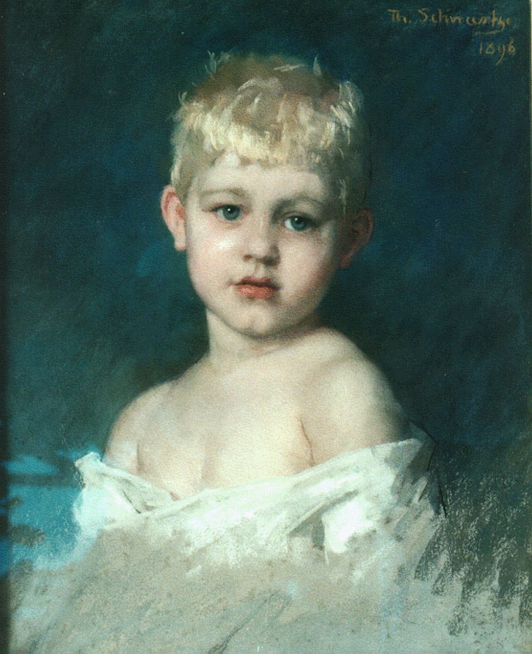 Schwartze T.  | Thérèse Schwartze, Portret van een jongetje, pastel op papier 54,0 x 44,0 cm, gesigneerd rechtsboven en gedateerd 1896