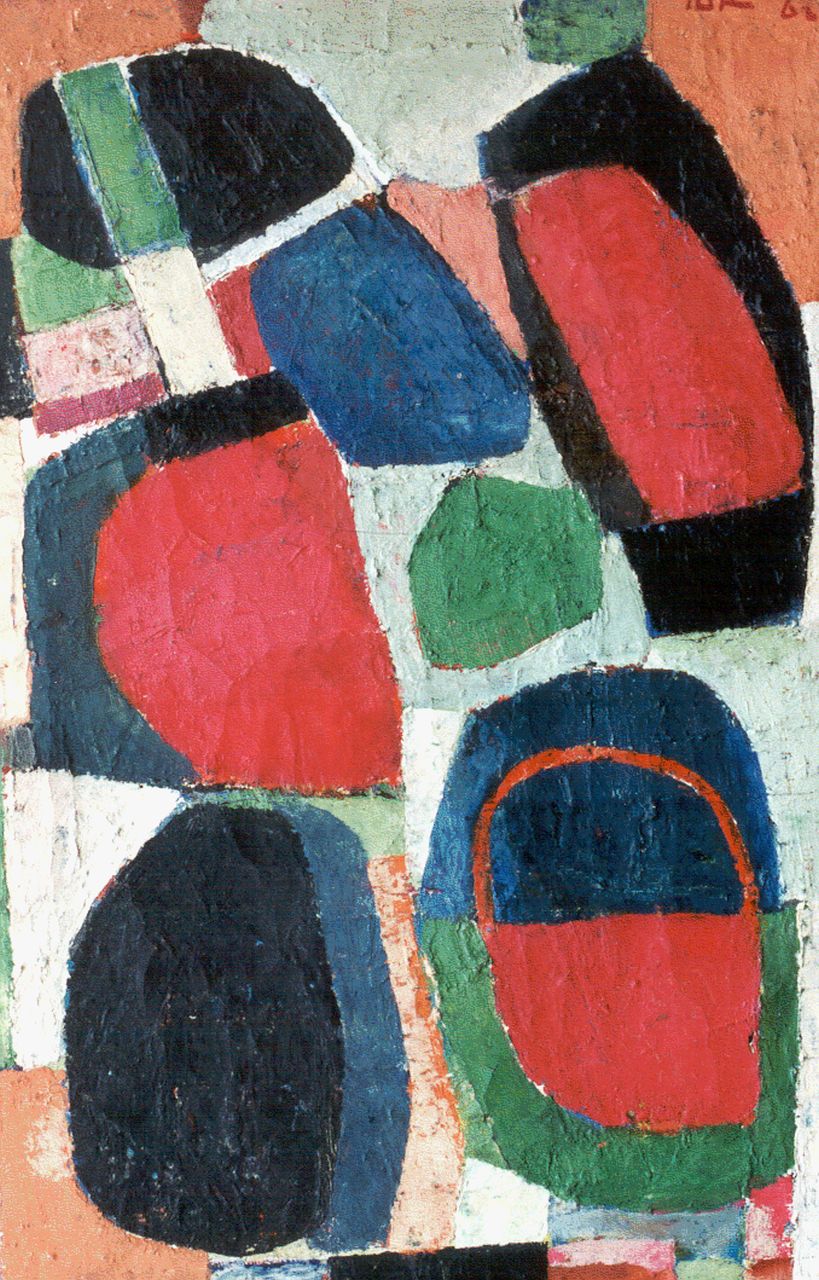 Jordens J.G.  | 'Jan' Gerrit Jordens, Acrobate, olieverf op doek 75,4 x 50,5 cm, gesigneerd rechtsboven met mon en gedateerd '62