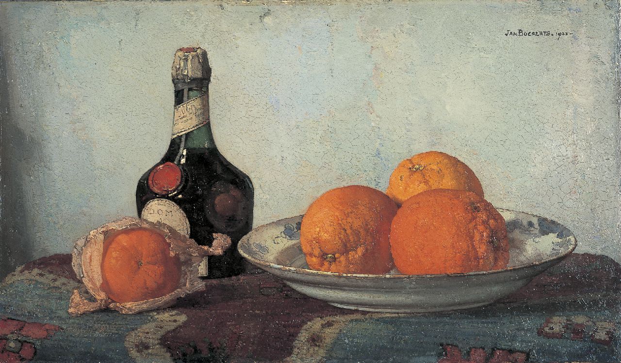 Bogaerts J.J.M.  | Johannes Jacobus Maria 'Jan' Bogaerts, Stilleven met sinaasappels, olieverf op doek 32,4 x 55,2 cm, gesigneerd rechtsboven en gedateerd 1922