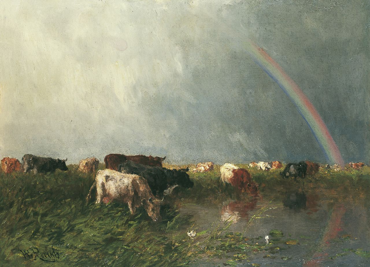 Roelofs W.  | Willem Roelofs, De regenboog, olieverf op doek 69,0 x 94,2 cm, gesigneerd linksonder