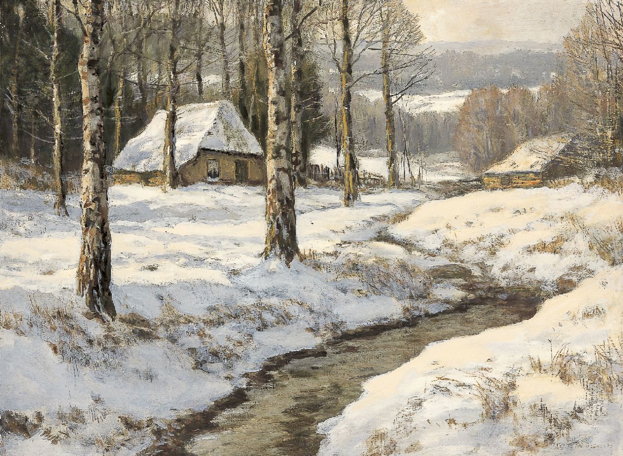 Soest L.W. van | 'Louis' Willem van Soest, Boerderij in winters landschap, olieverf op doek 60,1 x 81,7 cm, gesigneerd rechtsonder