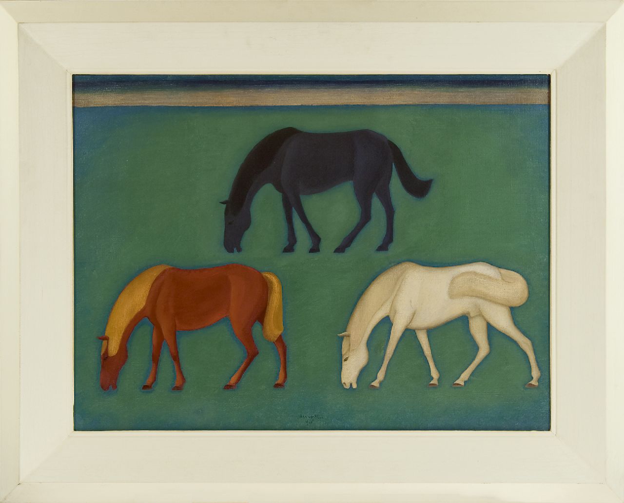 Hell J.G.D. van | Johannes Gerardus Diederik 'Johan' van Hell | Schilderijen te koop aangeboden | Grazende paarden, olieverf op doek 60,5 x 80,5 cm, gesigneerd middenonder en gedateerd 1926