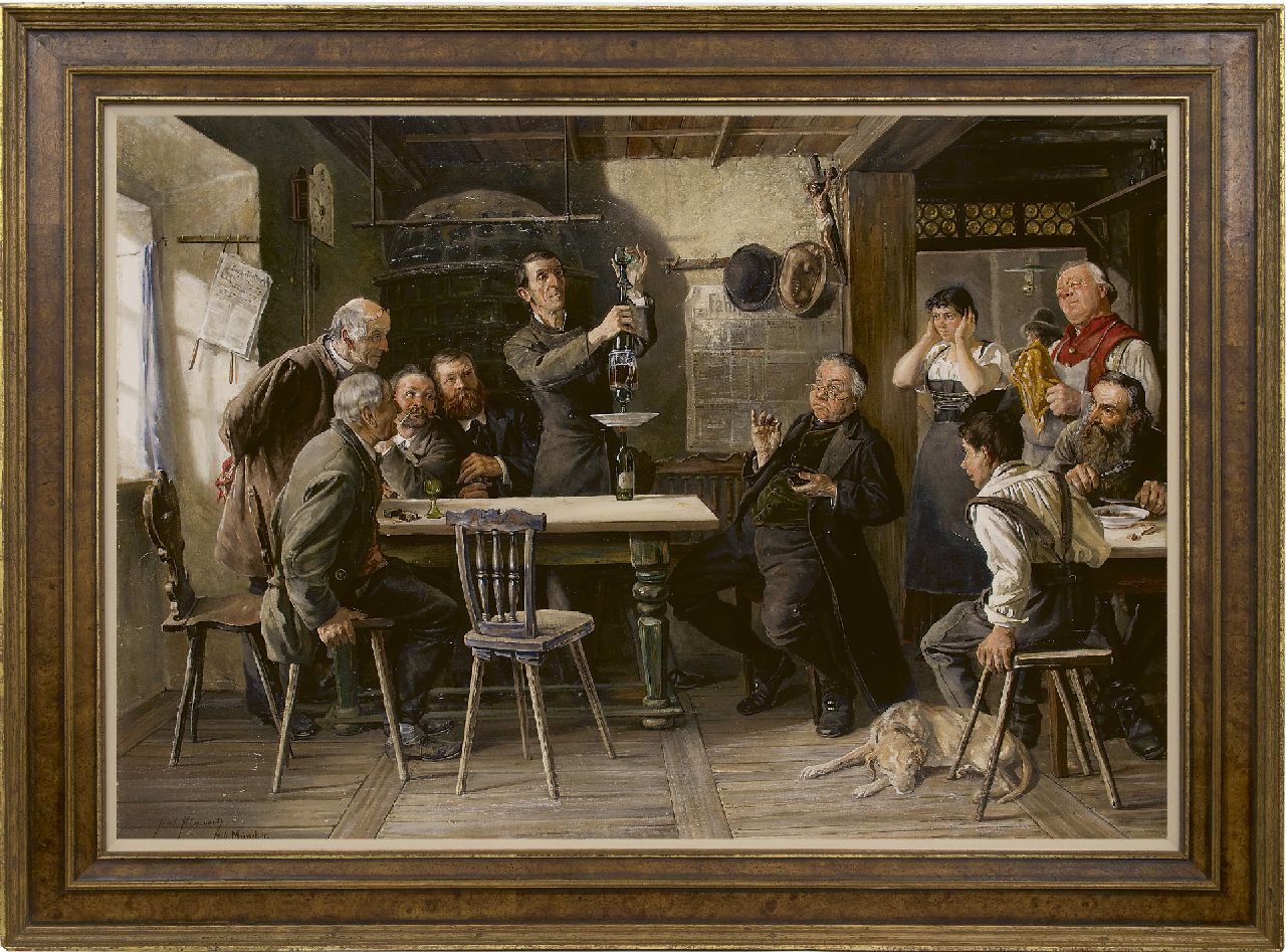 Kleinert J.E.  | Joseph Edgar Kleinert | Schilderijen te koop aangeboden | Een kunststuk van wijn en wijnglazen, olieverf op doek 70,1 x 100,1 cm, gesigneerd linksonder en gedateerd 1886 'München'