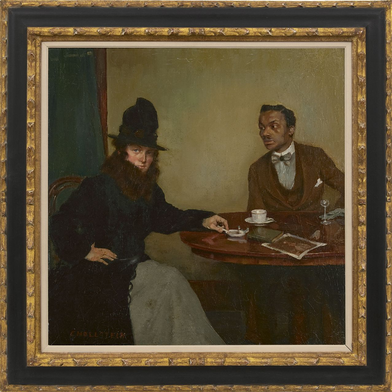 Hollstein E.  | Erwin Hollstein, Café, Parijs, olieverf op doek 51,8 x 51,1 cm, gesigneerd linksonder