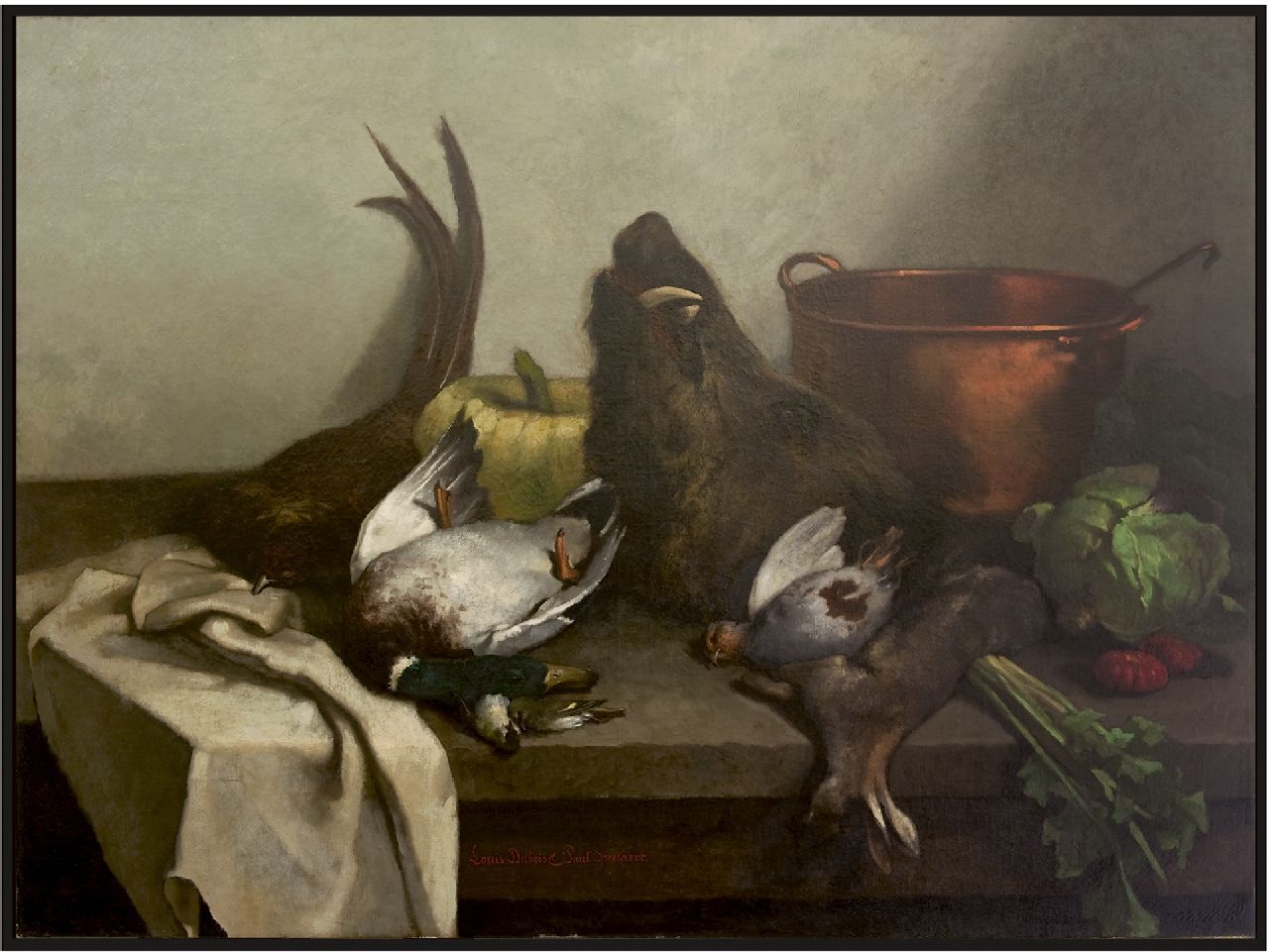 Dubois/Speekaert L./L.  | Louis/Léopold Dubois/Speekaert | Schilderijen te koop aangeboden | Stilleven met gevogelte, olieverf op doek 105,5 x 141,0 cm, gesigneerd middenonder door beide kunstenaars