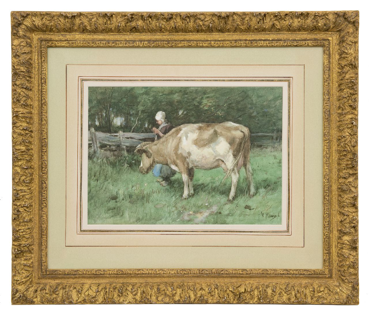 Mauve A.  | Anthonij 'Anton' Mauve, De dubbele taak, aquarel op papier 23,8 x 34,0 cm, gesigneerd rechtsonder en te dateren ca. 1875