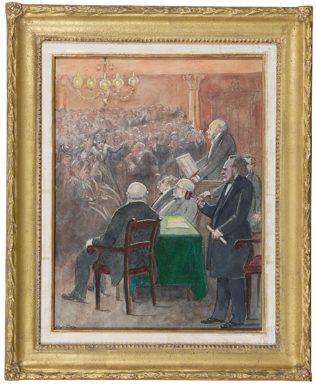 Prins B.L.  | 'Benjamin' Liepman Prins, De onwelkome onderbreking, aquarel op papier 29,5 x 21,4 cm, gesigneerd linksonder