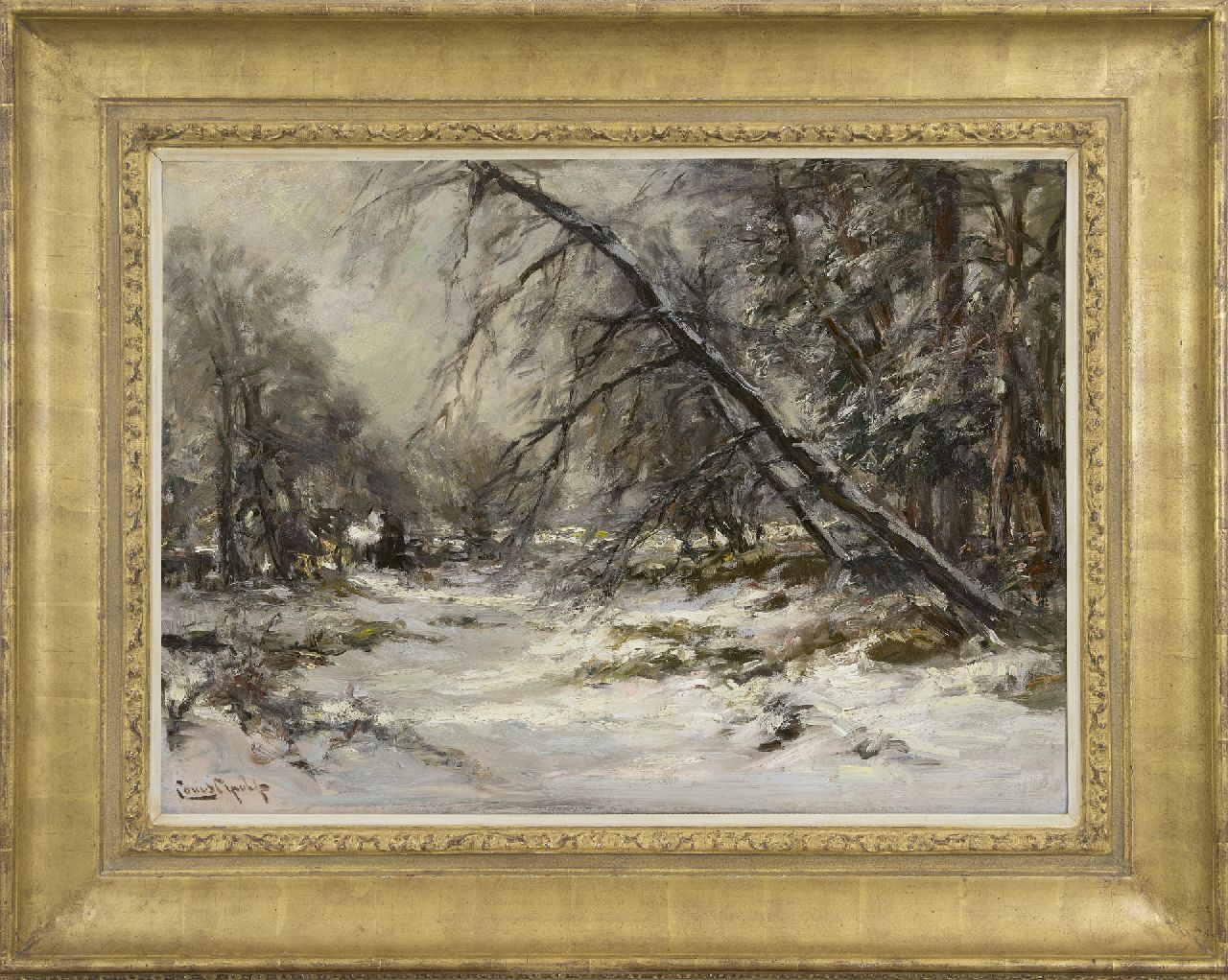 Apol L.F.H.  | Lodewijk Franciscus Hendrik 'Louis' Apol, Bospad in de sneeuw, olieverf op doek 50,1 x 70,3 cm, gesigneerd linksonder