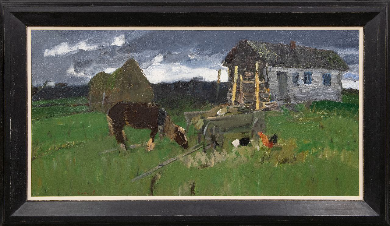 Varichev I.M.  | Ivan Mikhailovich Varichev | Schilderijen te koop aangeboden | Aan de rand van het dorp, olieverf op doek 59,7 x 115,3 cm, gesigneerd linksonder, verso en op spieraam