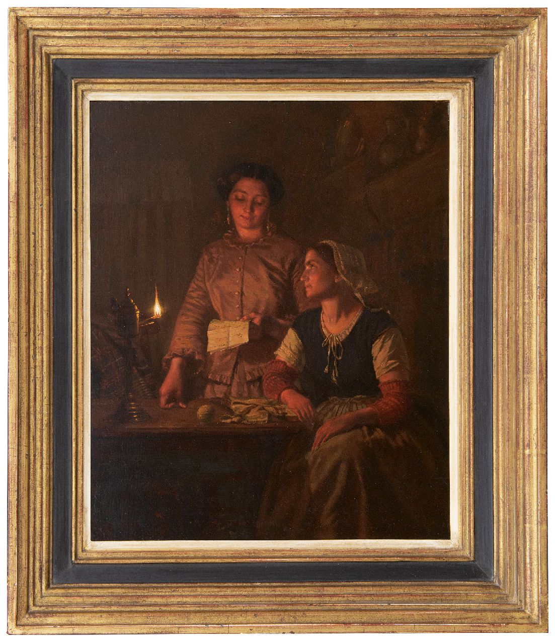 Sebes P.W.  | Pieter Willem Sebes | Schilderijen te koop aangeboden | Een belangrijke brief, olieverf op paneel 46,4 x 39,1 cm, gesigneerd linksonder en gedateerd 1858