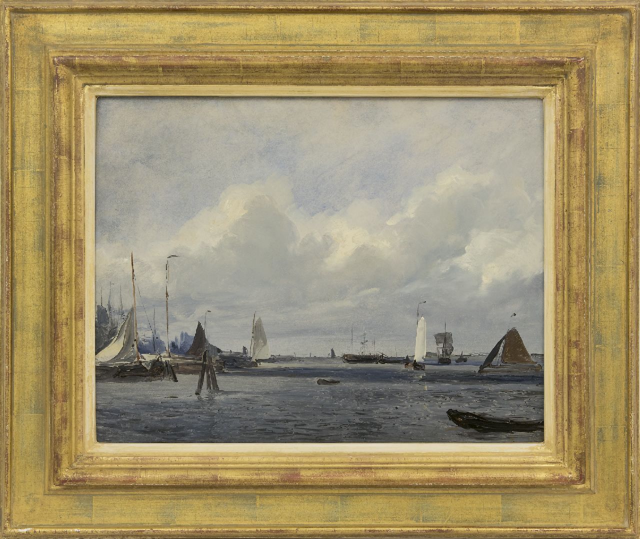 Deventer W.A. van | 'Willem' Anthonie van Deventer | Schilderijen te koop aangeboden | Havengezicht, olieverf op schildersboard 33,4 x 43,4 cm