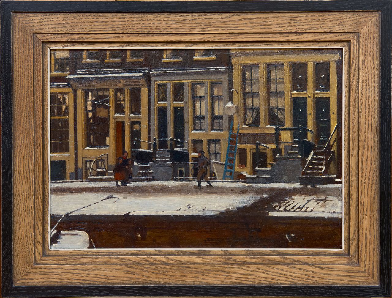 Witsen W.A.  | 'Willem' Arnold Witsen | Schilderijen te koop aangeboden | De Oude Waal in de winter, Amsterdam, olieverf op paneel 30,3 x 44,3 cm, gesigneerd rechtsonder en te dateren ca. 1912