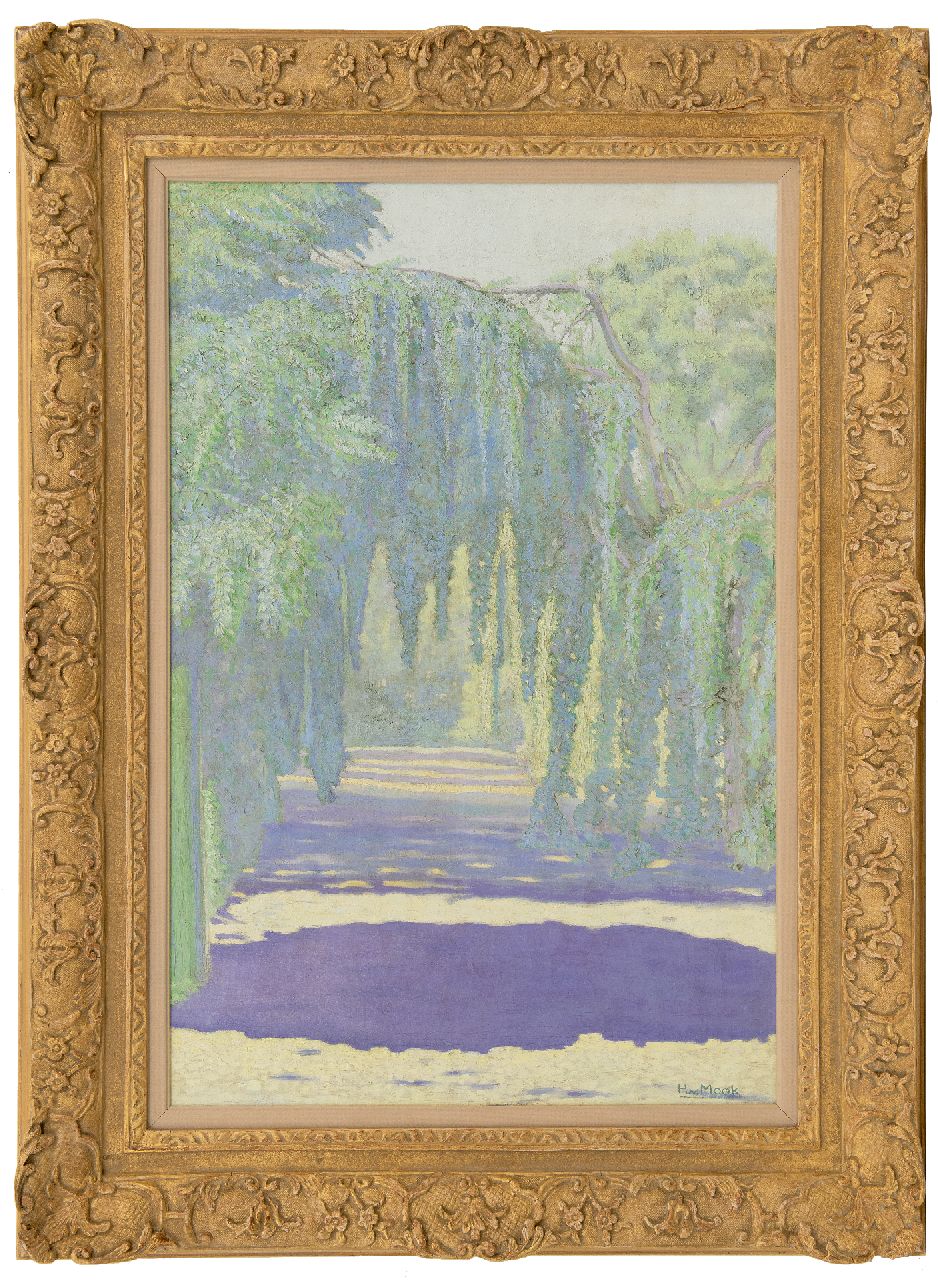 Mook H. van | Henri 'Harry' van Mook | Schilderijen te koop aangeboden | Zonnig laantje met blauweregen, olieverf op doek 73,0 x 48,5 cm, gesigneerd rechtsonder