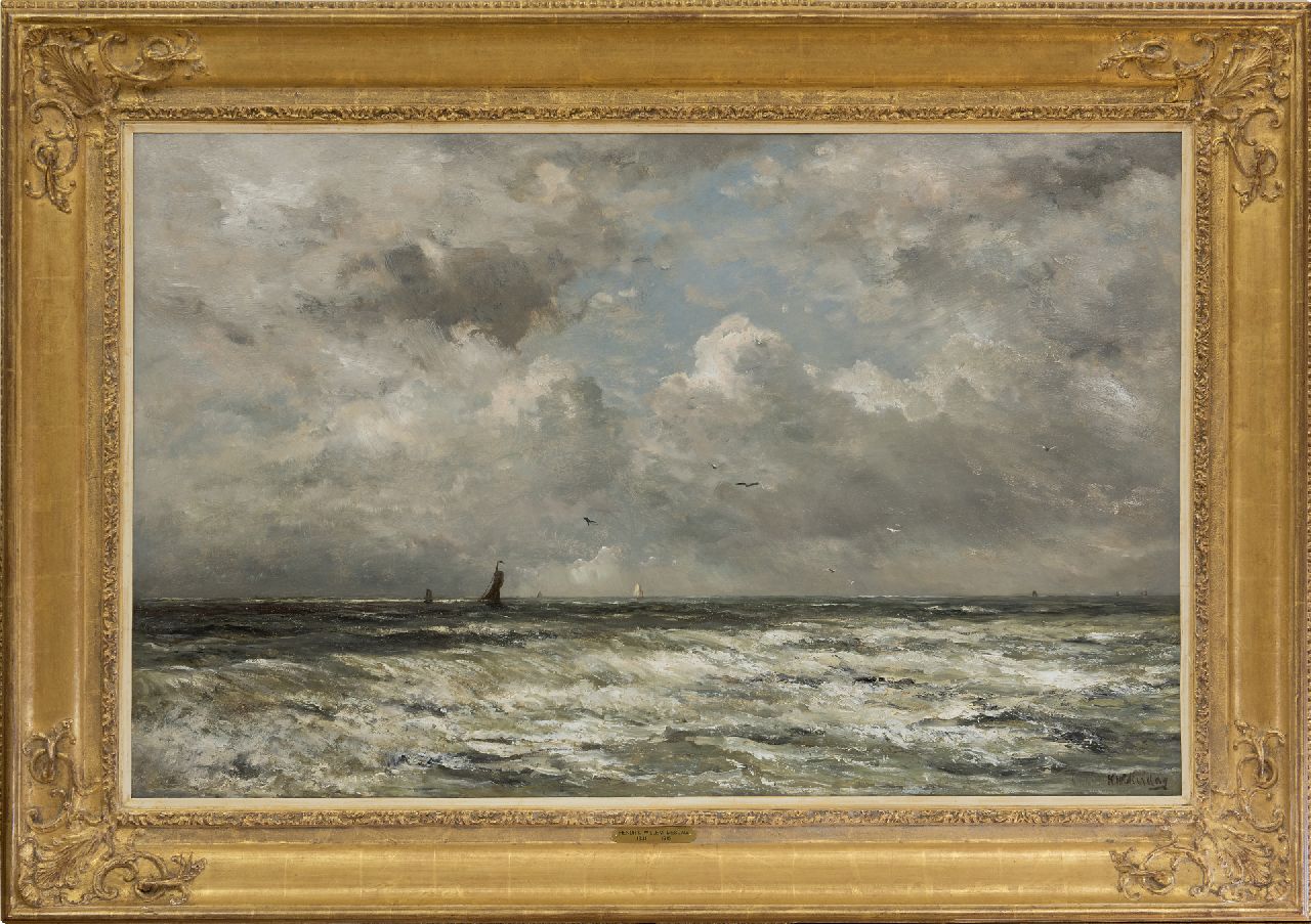 Mesdag H.W.  | Hendrik Willem Mesdag, De Noordzee met schepen aan de horizon, olieverf op paneel 69,7 x 109,0 cm, gesigneerd rechtsonder